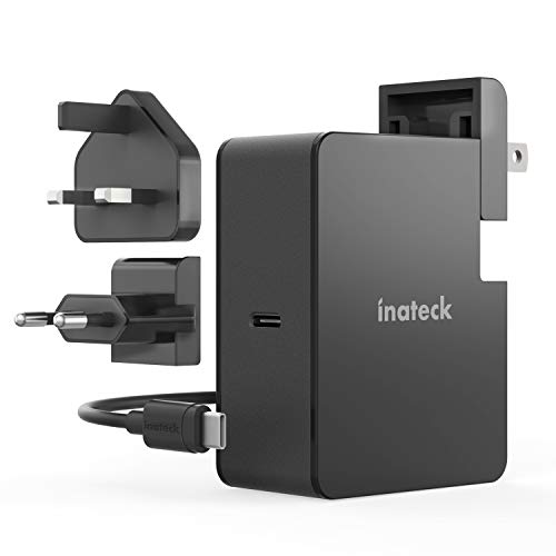 Inateck - Cargador USB C con Cable USB C de 2 m, Fuente de alimentación Tipo C para portátil y Muchos Otros Dispositivos USB C 60 W Negro