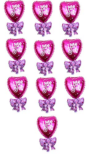 Inception Pro Infinite 10 Globos de corazón - Lazo - Caramelo - Rosa - Fucsia - te Amo - 37 x 32 cm - día de San valentín - Aniversario - Boda - Fiesta - Decoraciones - Novia - Novio - celebrado