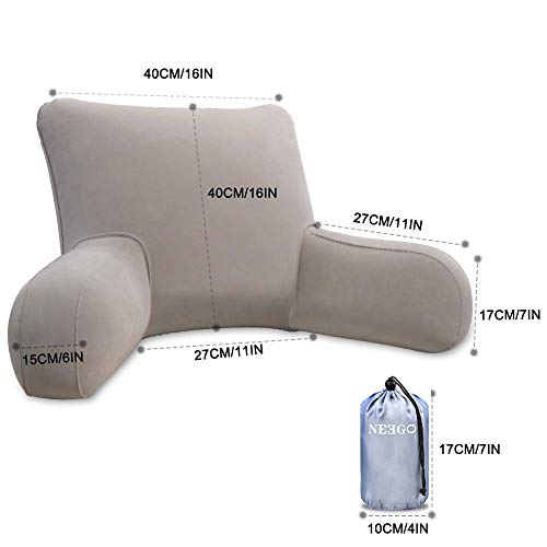 iNeego Almohada de Lectura Hinchable portátil de Lectura para Respaldo de Cama Almohada de Lectura cómoda Almohada de Lectura para Biblioteca Lectura Almohada Apoyo (Gris)