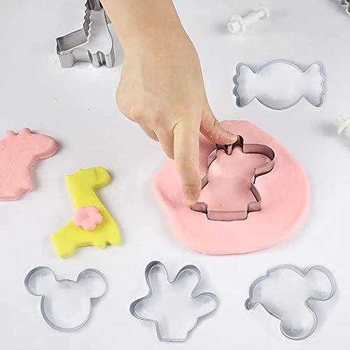 INHEMI Juego de Cortadores Galletas Mickey Mouse Moldes para Galletas Infantiles - 6 Piezas - Orejas de Mickey Mouse, Cara lateral de Mickey y Caramelo - Acero Inoxidable