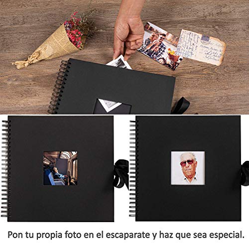 Inicia 30x30 cm Kit Álbum de Fotos Scrapbook Recortes para Pegar con 5 Bolígrafos Metálicos, Tijeras y 216 Esquineras para Fotografías, Ideal para Regalar o para Uso Propio,60 Páginas.