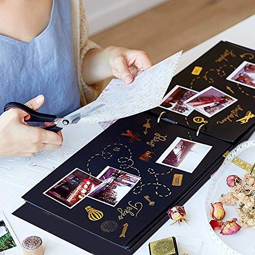 Inicia 30x30 cm Kit Álbum de Fotos Scrapbook Recortes para Pegar con 5 Bolígrafos Metálicos, Tijeras y 216 Esquineras para Fotografías, Ideal para Regalar o para Uso Propio,60 Páginas.