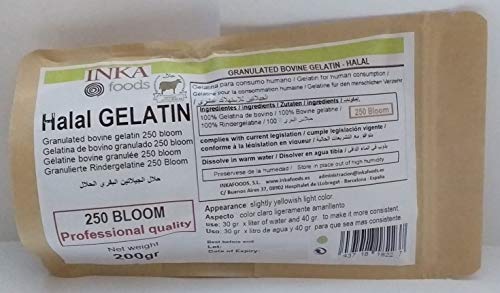 Inkafoods 1 Gelatina granulado HALAL 250 bloom, sabor neutro - 200 gr.