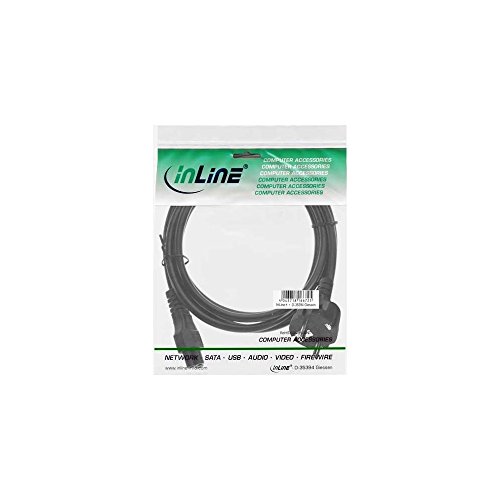 InLine 16656X - Cable AC para portátil (3-Pin, 1,8m), Color Negro