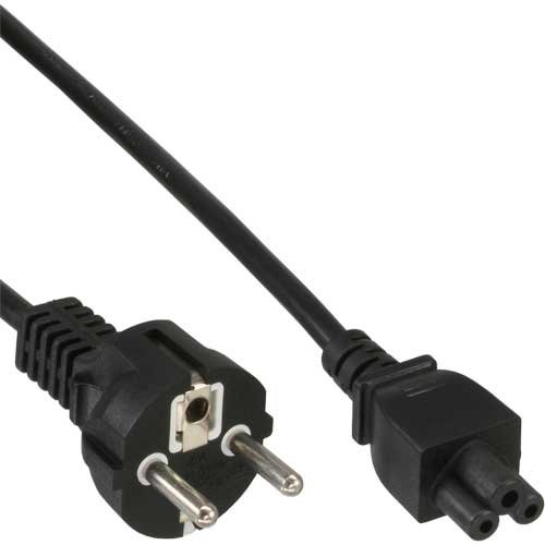 InLine 16656X - Cable AC para portátil (3-Pin, 1,8m), Color Negro