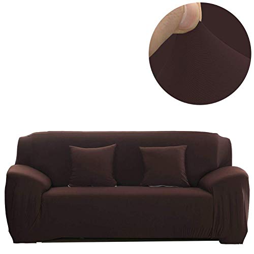 INMOZATA - Fundas de sofá de 2 plazas, poliéster, elastano, elástico, lavable, color marrón