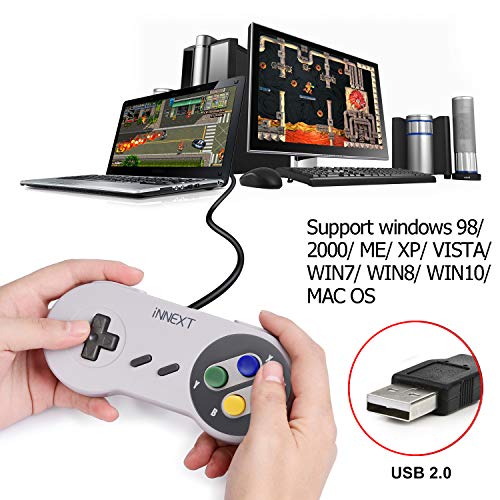 iNNEXT® 2x Classic USB Gamepad Retro Controlador USB de juegos SNES para Windows, PC, Mac y Raspberry Pi System