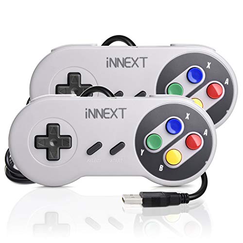 iNNEXT® 2x Classic USB Gamepad Retro Controlador USB de juegos SNES para Windows, PC, Mac y Raspberry Pi System