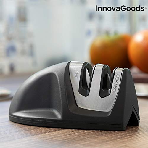 InnovaGoods Kitchen Cookware Afilador de Cuchillos Compacto, ABS, tungsterno, Acero y cerámica