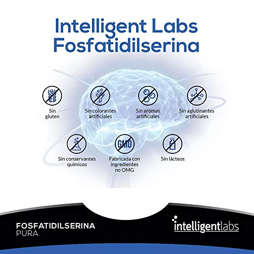 Intelligent Labs Fosfatidilserina 100mg, 100% Sin Soja, Fosfatidilserina Pura de Lecitina de Girasol, 90 Cápsulas