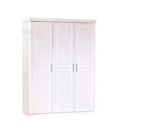 Inter Link Wardrobe floorboard More Sustainable Solid Wood White Lacquered 140 x 190 x 55 cm, 3 puertas, Blanco