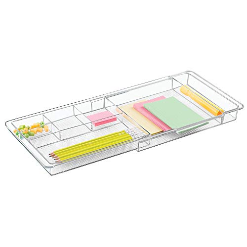 InterDesign Clarity Organizador de maquillaje, separador de cajones extensible en plástico, caja organizadora adaptable, transparente