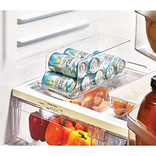 InterDesign Fridge/Freeze Binz Organizador de latas, caja de plástico para 9 latas de bebida, organizador de nevera, transparente