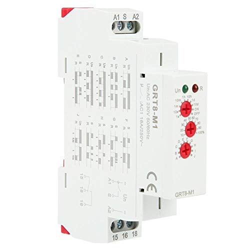 Interruptor de Relé de Retardo de Tiempo AC 220V GRT8-M1 Montaje en Carril DIN Multifuncional 10 Funciones Indicadores LED para Equipos Industriales