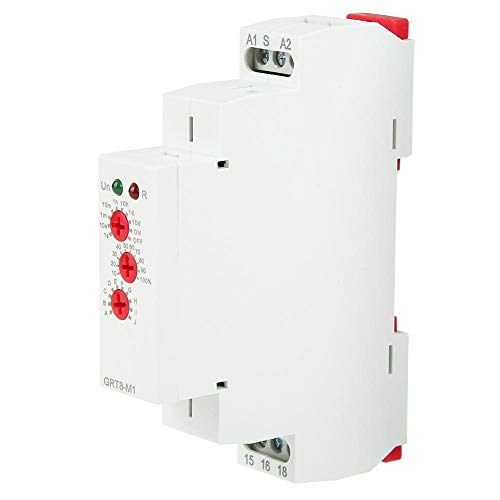 Interruptor de Relé de Retardo de Tiempo AC 220V GRT8-M1 Montaje en Carril DIN Multifuncional 10 Funciones Indicadores LED para Equipos Industriales