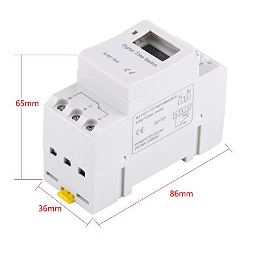 Interruptor de Temporizador Programable Digital de Riel DIN Semanal 7 Días Pantalla LCD Relé Electrónico Programable (AC220V)