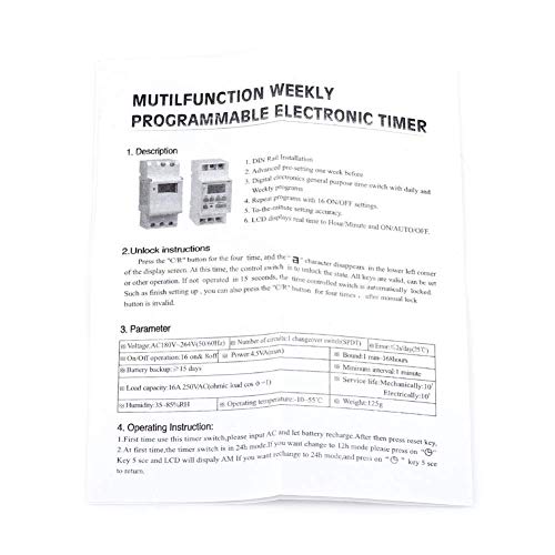 Interruptor de temporizador programable digital de riel DIN Semanal 7 días Pantalla LCD Relé electrónico programable(AC110V)