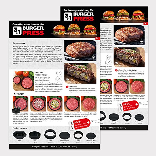 int!rend Ser 3 en 1 Burger Press – Hacer Hamburguesas, Albóndigas Carne picada Cheeseburger | Prensa para Hamburguesas Utensilios de Cocina Accesorios para Parrillas de Barbacoa