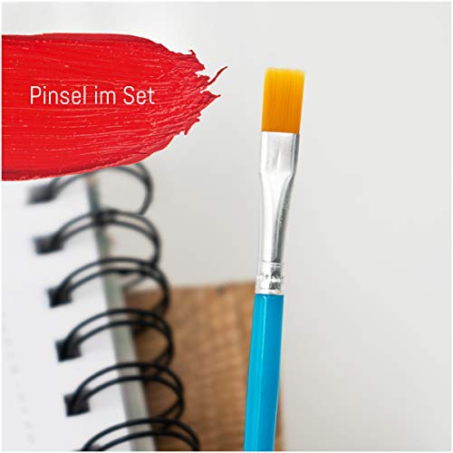 INT!REND Set de pinturas acrílicas | Pintura acrílica, 14 colores acrílicos, frascos de 18 ml con pincel para niños y adultos. Pintura para lienzo, madera, arcilla y papel