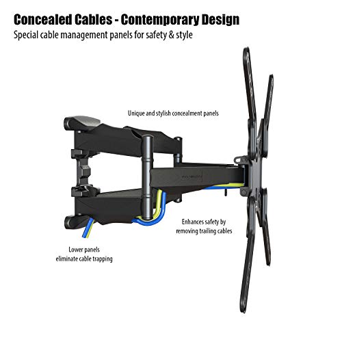 Invision Soporte TV de Pared Doble Brazo para Pantallas de 24-55 Pulgadas, Inclinación y Giratorio de Televisores LCD Curvos 4K con Cable HDMI 1080p, Máx VESA 400x400 mm, Carga Máx 36.2 kg (HDTV-DL)