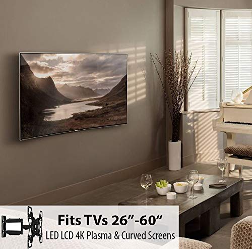 Invision Soporte TV de Pared para 26 a 60 Pulgadas Pantallas - Inclinación, Giratoria y Extensión - Brazo Único Ultra Fuerte - Máx. VESA 400x400mm - Capacidad de Carga Máxima 40kg (HDTV-L)