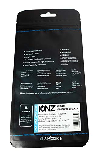 ionz IZP8 Ultra Alto Rendimiento Compuesto Térmico, 8.3W/mK Heatsink Pasta Para Todos los Refrigeradores CPU/GPU - Jeringa de 4 Gram