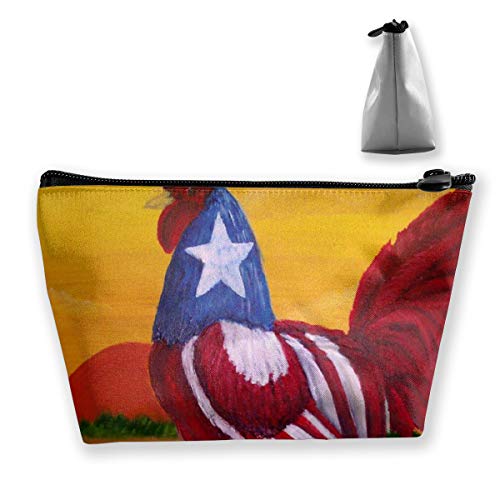 Iop 90p Puerto Rico Pollo Arte Pintura Portátil Maquillaje Bolsa Trapezoidal Almacenamiento Viaje Lavado Bolsa, poliéster, Negro, Talla única