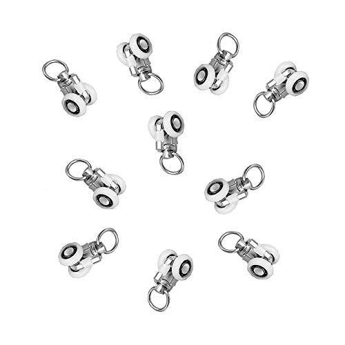 iPobie 10 pcs Doble Rueda de Polea de Carril de Metal, Polea para Pista de Cortina, silencioso