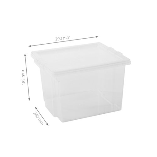 Iris Ohyama, lote de 6 cajas de almacenamiento con tapa - Useful Storage Box - USB-S, transparente, 13 L, 29 x 24 x 18,5 cm