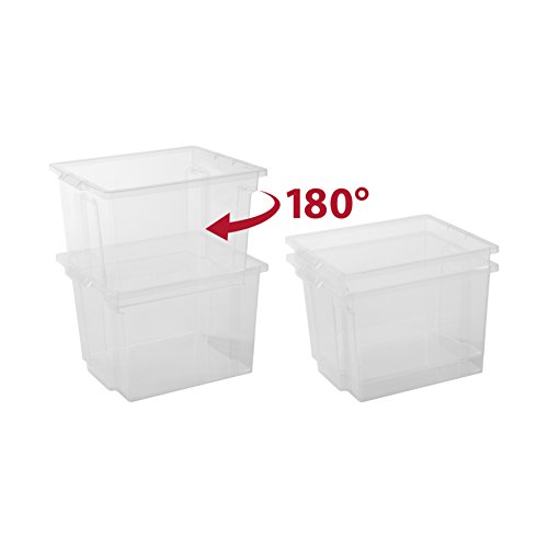 Iris Ohyama, lote de 6 cajas de almacenamiento con tapa - Useful Storage Box - USB-S, transparente, 13 L, 29 x 24 x 18,5 cm