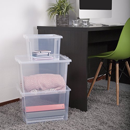 Iris Ohyama, lote de 6 cajas de almacenamiento con tapa - Useful Storage Box - USB-S, transparente, 13 L, 29 x 24 x 18,5 cm