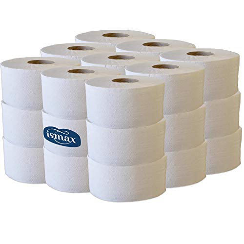 Ismax Rollos Papel Higiénico Industrial Eco Reciclado Baño WC Pack 18 Unidades - 400gr Rollo - 204 Metros Water Ecologico Natural XXL - 12150 (Capas 1)