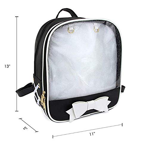 Ita Bag Mochila para niñas de piel de caramelo lindo bolso de la escuela bolsa de verano bolsa de playa bolso bolso bolso bolso con lazo transparente ventanas para decoración DIY, color Rosa, talla 33