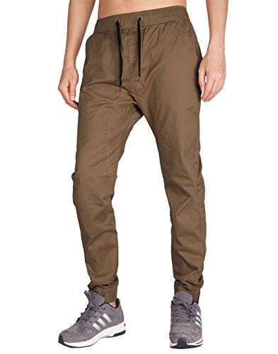 ITALY MORN Hombre Jogging Pantalones Stretch Skinny Largo M Café