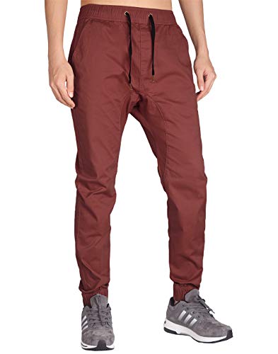 ITALY MORN Joggers Hombre Pantalones Rojo Entrepierna Baja M Borgoña