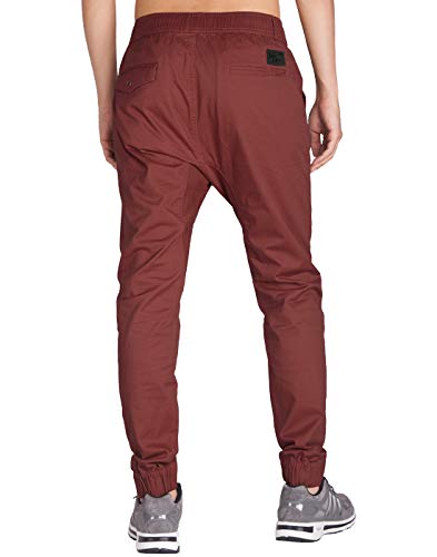 ITALY MORN Joggers Hombre Pantalones Rojo Entrepierna Baja M Borgoña