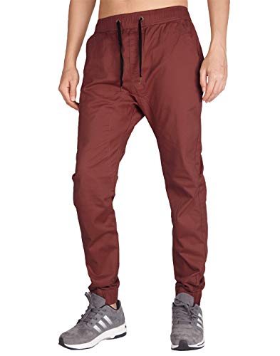 ITALY MORN Joggers Hombre Pantalones Rojo Entrepierna Baja M Borgoña