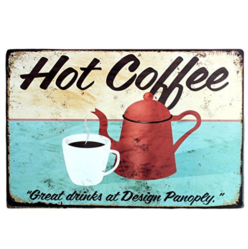 iTemer Tin Sign taza de café (caliente Metal Sign Retro de oficina en casa Bar tienda de café lata Crafts