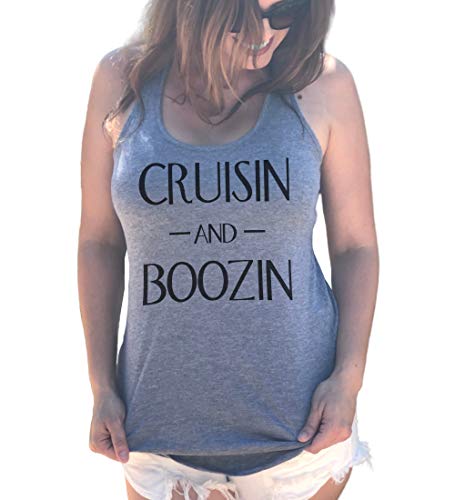 It's Your Day Clothing Cruisin and Boozin - Camiseta de Tirantes, diseño de Barco - Gris - X-Large