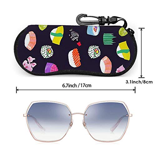 IUBBKI Estuche blando para gafas de sol Estuche ultraligero con cremallera de neopreno para anteojos con clip para cinturón, Sushi japonés