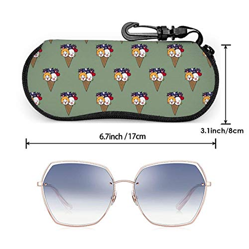 IUBBKI Estuche para anteojos a la moda con helado de pollo, perro y gato, Estuche blando para gafas de sol con mosquetón