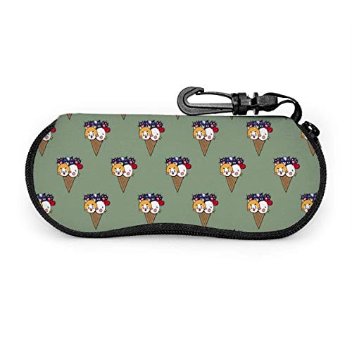 IUBBKI Estuche para anteojos a la moda con helado de pollo, perro y gato, Estuche blando para gafas de sol con mosquetón