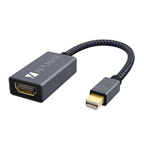 iVANKY Mini DisplayPort a HDMI, Thunderbolt (Mini DP) adaptador HDMI de nailon, adecuado para MacBook Air/Pro, Microsoft Surface Pro, monitor, proyector y otros – 20 cm, gris