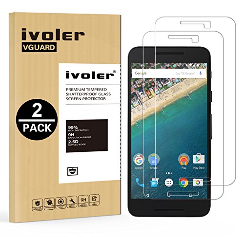 ivoler [2 Unidades] Protector de Pantalla para LG Google Nexus 5X, Cristal Vidrio Templado Premium [9H Dureza] [Ultra Fina 0,3mm] [2.5D Round Edge]