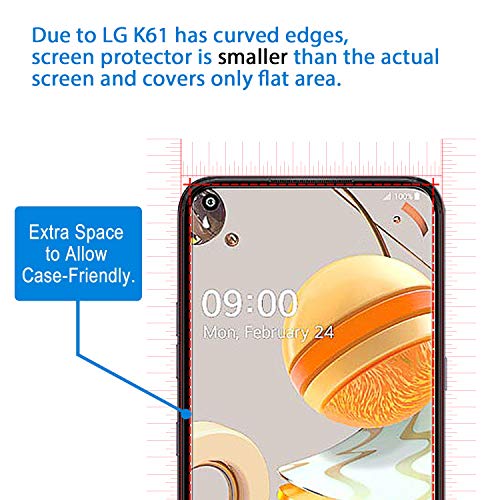 ivoler 3 Unidades Protector de Pantalla para LG K61, Cristal Vidrio Templado Premium para LG K61