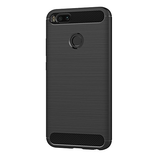 ivoler Funda para Xiaomi Mi A1, Diseño de Fibra de Carbon Ultra Fina TPU Silicona Carcasa Fundas Protectora con Shock- Absorción - Negro