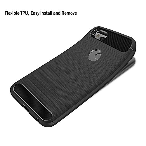 ivoler Funda para Xiaomi Mi A1, Diseño de Fibra de Carbon Ultra Fina TPU Silicona Carcasa Fundas Protectora con Shock- Absorción - Negro