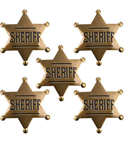 iwobi 5 Piezas Estrella del Sheriff Insignia de Sheriff para Niños Broche de Vaquero Occidental para Halloween Favores de Fiesta Prop de Disfraz