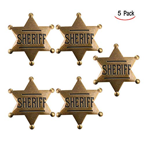 iwobi 5 Piezas Estrella del Sheriff Insignia de Sheriff para Niños Broche de Vaquero Occidental para Halloween Favores de Fiesta Prop de Disfraz