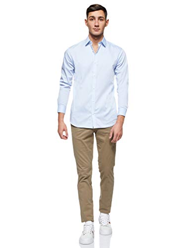 Jack & Jones Jprnon Iron Shirt L/s Noos Camisa, Azul (Cashmere Blue Fit:Slim Fit), Medium para Hombre